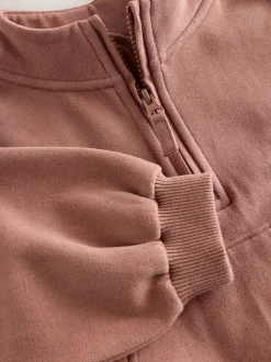 Mokkabruin - Sweatshirt met kwartrits (3mnd -7jr)