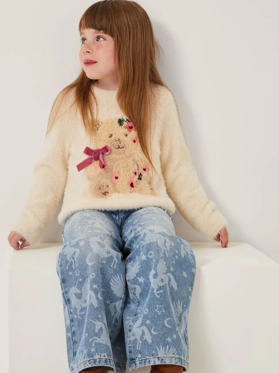 Monsoon Bear Embellished Fuzzy Jumper