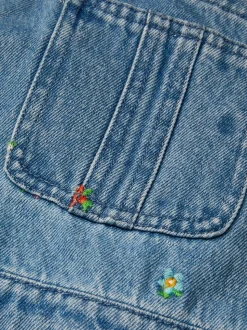 Monsoon Bloemen geborduurde Denim 100% katoenen bretelbroeken