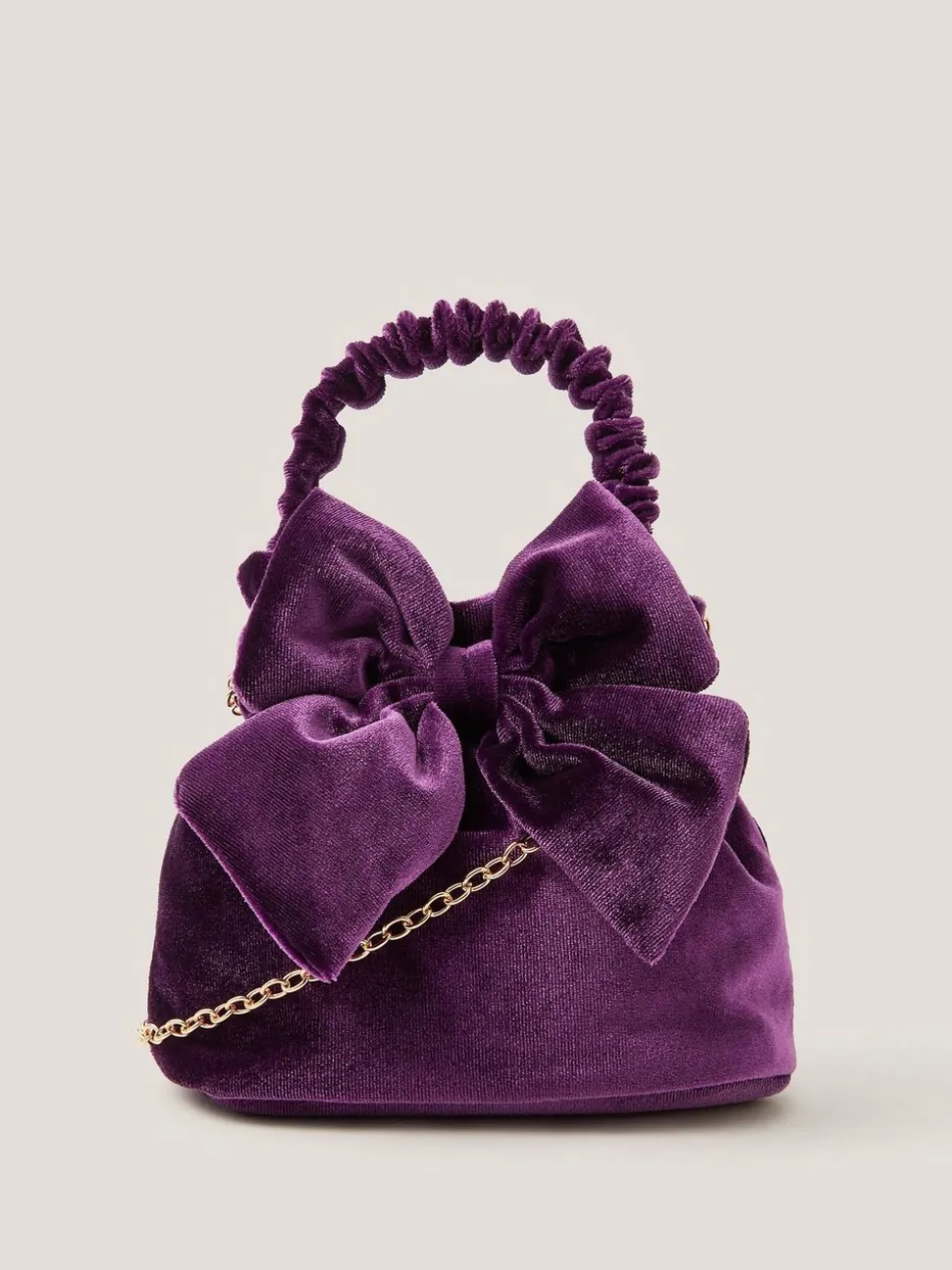 Monsoon Bow Velvet Pouch Bag