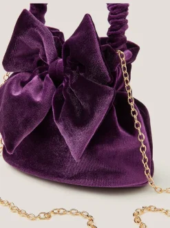 Monsoon Bow Velvet Pouch Bag