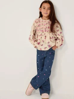 Monsoon Butterfly Floral Smocked Blouse