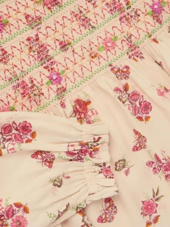 Monsoon Butterfly Floral Smocked Blouse