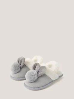 Monsoon Fluffy Pom Pom Bunny Pantoffels