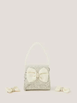 Monsoon Glitter Pearl Bow Handbag & Hair Clips Set