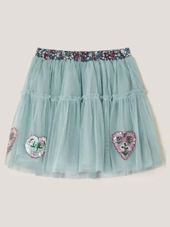 Monsoon Heart Embellished Tulle Skirt