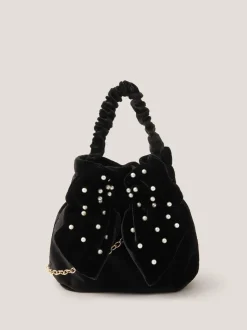 Monsoon Pearl Bow Velvet Bag