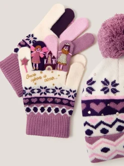 Monsoon Princess muts en Handschoenen met Fair Isle motief en bobbeltjes Set