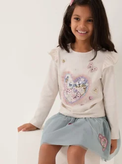Monsoon Sequin Heart Butterfly Long Sleeve Top