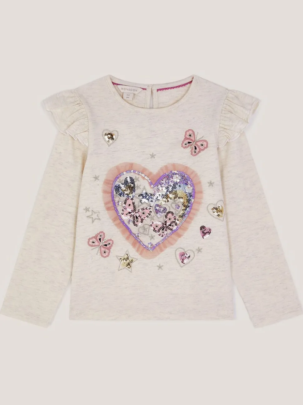 Monsoon Sequin Heart Butterfly Long Sleeve Top