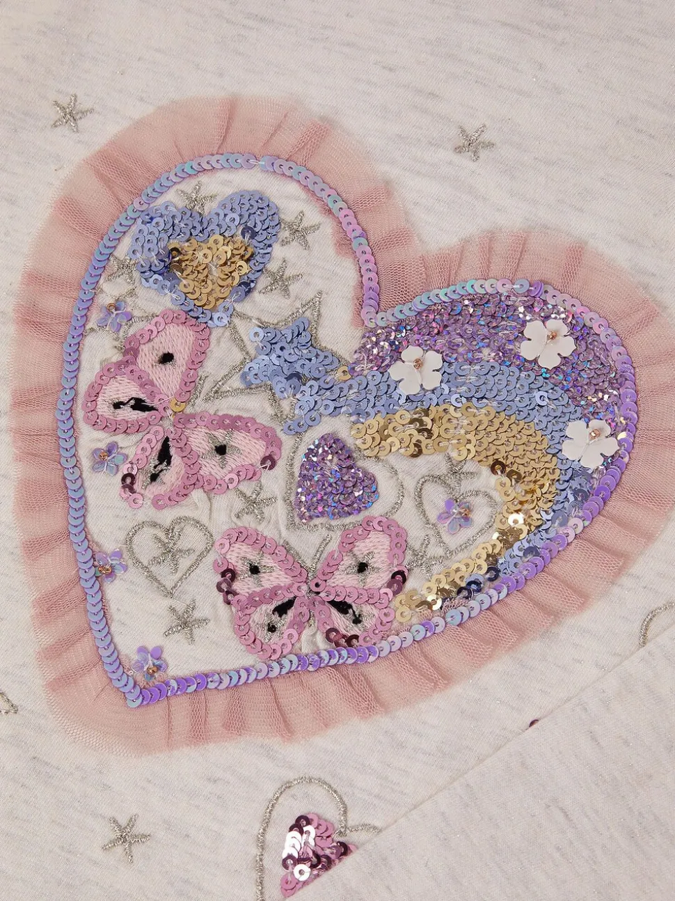 Monsoon Sequin Heart Butterfly Long Sleeve Top