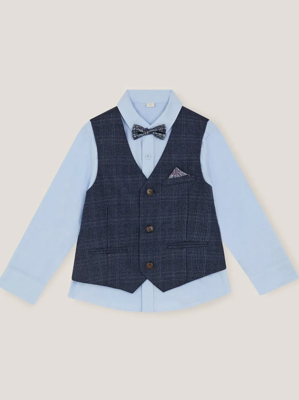 Monsoon Three-Piece Oliver Check Waistcoat & Shirt Set