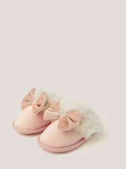 Monsoon Velvet Bow Slippers