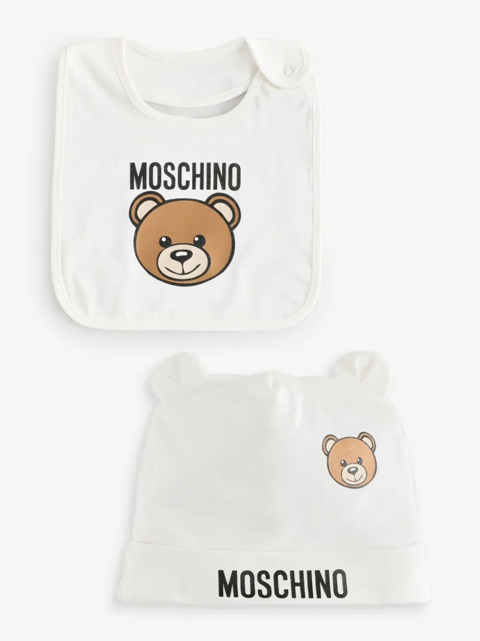Moschino Baby Logo Hat and Bib Giftset With Giftbox