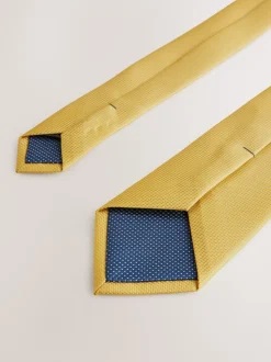 Mosterdgeel - Smal - Stropdas met textuur