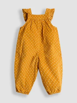 Mosterdgeel eend - JoJo Maman Bébé - Set van corduroy tuinbroek met applicatie en top