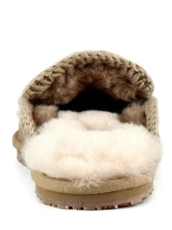 Mou Suede Full Eskimo Sheepskin Lined Stitch Mule Slippers