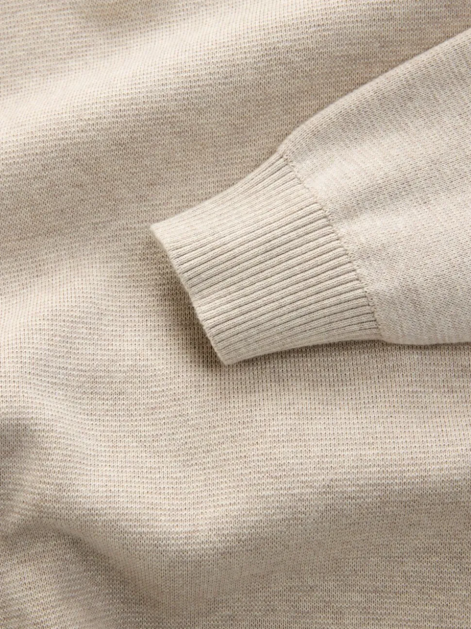 Moutkleurig - Effen - Regular fit 100% katoenen premium trui met korte rits