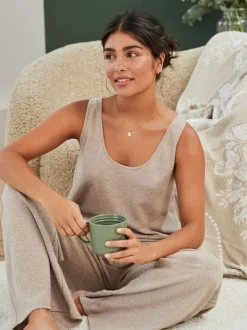 Moutkleurig - Laura Ashley gebreide loungebroek