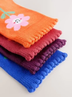 Multi - Cotton Rich Flower and Heart Ankle Socks 4 Pack