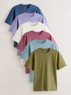 Multi - Normale Pasvorm - Essential katoenen T-shirts verpakking van 6