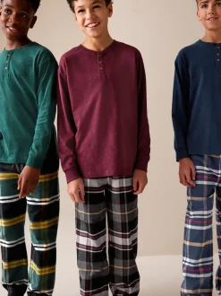Multi - Verpakking van 3 geweven geruite pyjama's (3-16 jr)