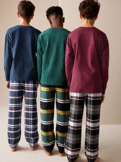 Multi - Verpakking van 3 geweven geruite pyjama's (3-16 jr)