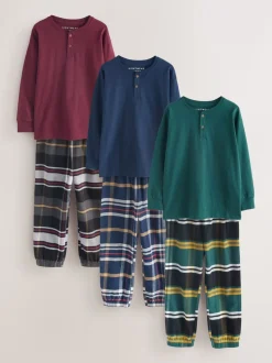 Multi - Verpakking van 3 geweven geruite pyjama's (3-16 jr)