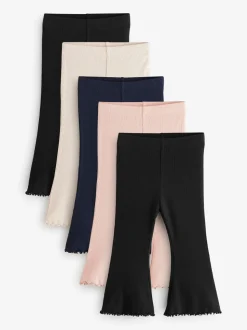 Multi - Verpakking van 5 geribbelde flare leggings (3mnd -7jr)