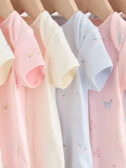 Multi Pastel Character - 7 Babyrompertjes met korte mouwen