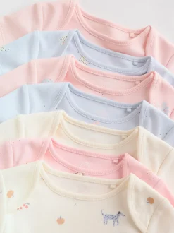 Multi Pastel Character - 7 Babyrompertjes met korte mouwen