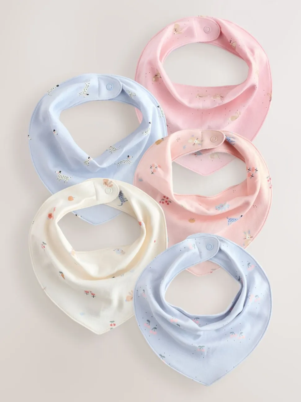Multi Pastel Character - 5 Kwijlslabbetjes voor baby's