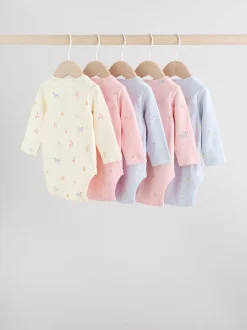 Multi Pastel Character - Set van 5 babyrompertjes met lange mouwen