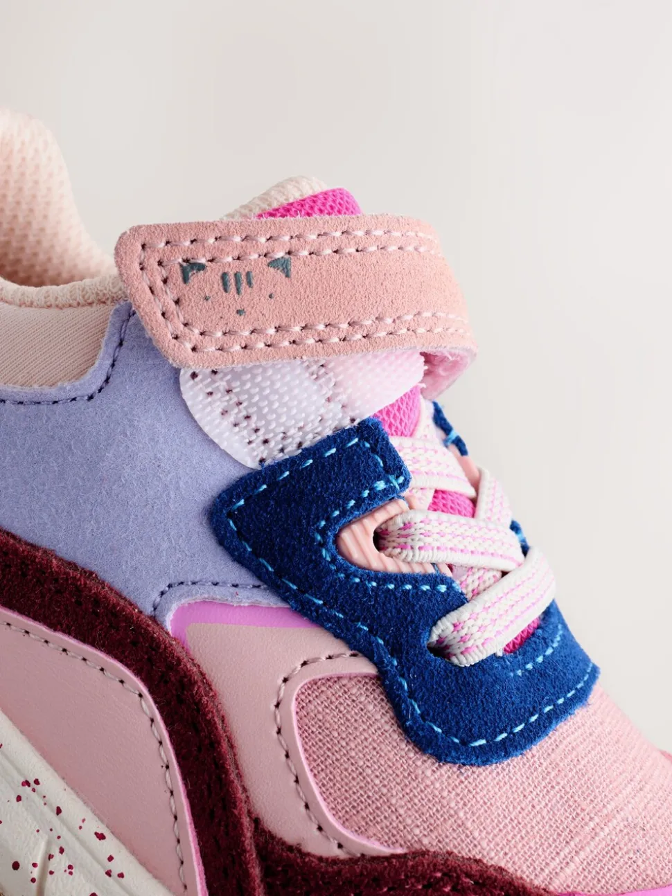 Multi roze - Sneakers met dikke zool en elastische veters