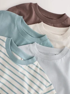 Multi-blauw - Set van 5 T-shirts met lange mouwen (3 mnd-7 jr)
