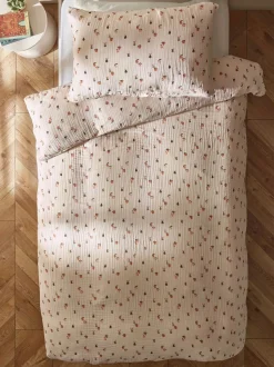 Muslin dekbedovertrek en kussensloop van 100% katoen met kreukeltextuur