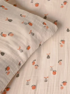 Muslin dekbedovertrek en kussensloop van 100% katoen met kreukeltextuur