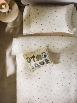 Muslin dekbedovertrek en kussensloop van 100% katoen met kreukeltextuur