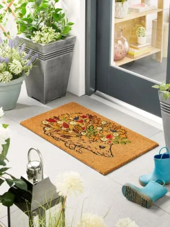 My Mat Kokosdeurmat met bloemen- en egelprint