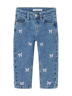 Name It Bow Embroidery Mom Jeans