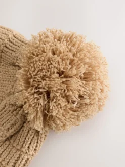 Natural Borg - Gebreide pilotenmuts voor baby's met pompon (0mnd -2jr)