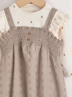 Naturel Broderie - Baby tuinbroek en bodysuit 2 -delige set (0mnd -2jr)