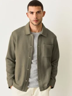 Naturel bruin - Diagonaal structuur Jersey Overshirt