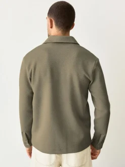 Naturel bruin - Diagonaal structuur Jersey Overshirt
