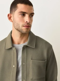 Naturel bruin - Diagonaal structuur Jersey Overshirt