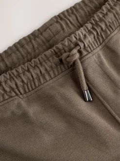 Naturel bruin - Joggingbroek van keperstof met rechte pijpen en textuur