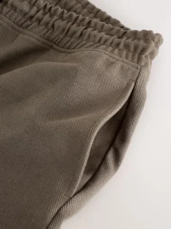 Naturel bruin - Joggingbroek van keperstof met rechte pijpen en textuur