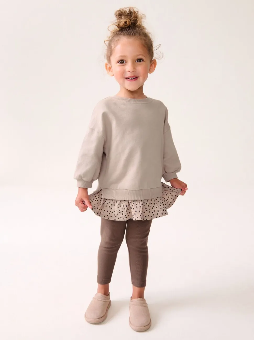 Naturel bruin - Set met top met lange mouwen en legging (3 mnd-7 jr)