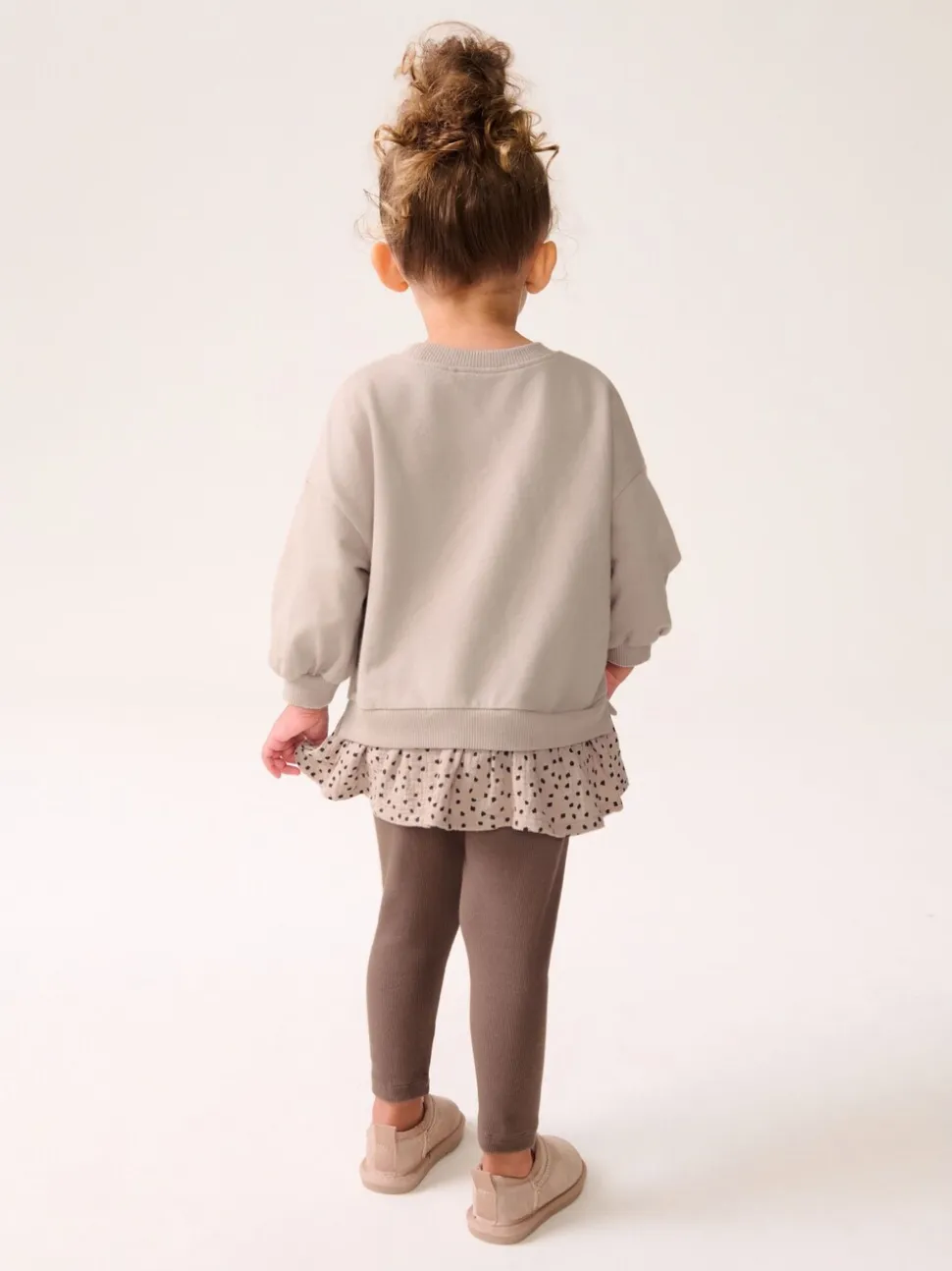 Naturel bruin - Set met top met lange mouwen en legging (3 mnd-7 jr)