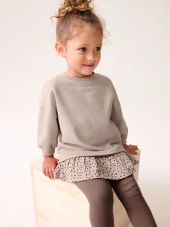Naturel bruin - Set met top met lange mouwen en legging (3 mnd-7 jr)